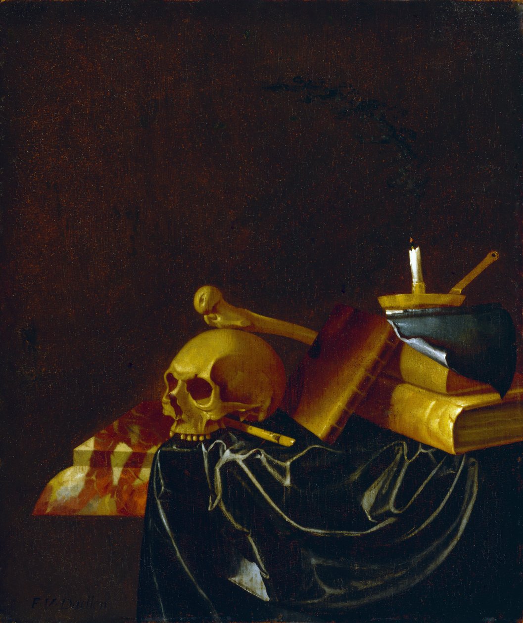 Vanitas，1692年（橡木板上的油） 作者 弗朗索瓦·范·戴伦