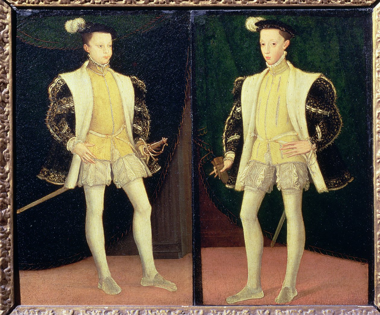 从左到右弗朗西斯二世（1544-60）和法国的查理九世（1550-74） 作者 Clouet的弗朗索瓦讲习班