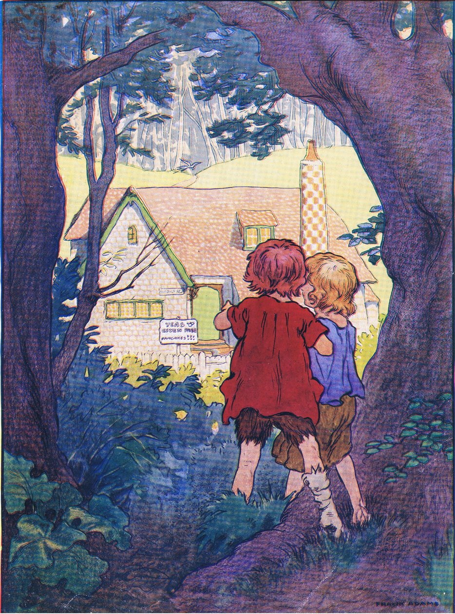 在森林中间有一座美丽的白宫，来自Hanie和Gretel，由Blackie＆Son Limited出版，c.1940 作者 弗兰克·亚当斯