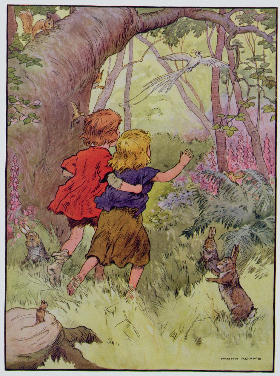 Hansel和Gretel，来自“美丽的童谣，故事和图画书”的插图，由Frank Adams撰写，由Blackie und Son出版 作者 弗兰克·亚当斯
