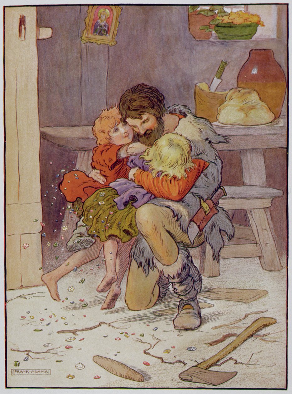 Hansel和Gretel回归，来自“美丽的童谣，故事和图画书”的插图，作者：Frank Adams，Blackie und Son出版 作者 弗兰克·亚当斯