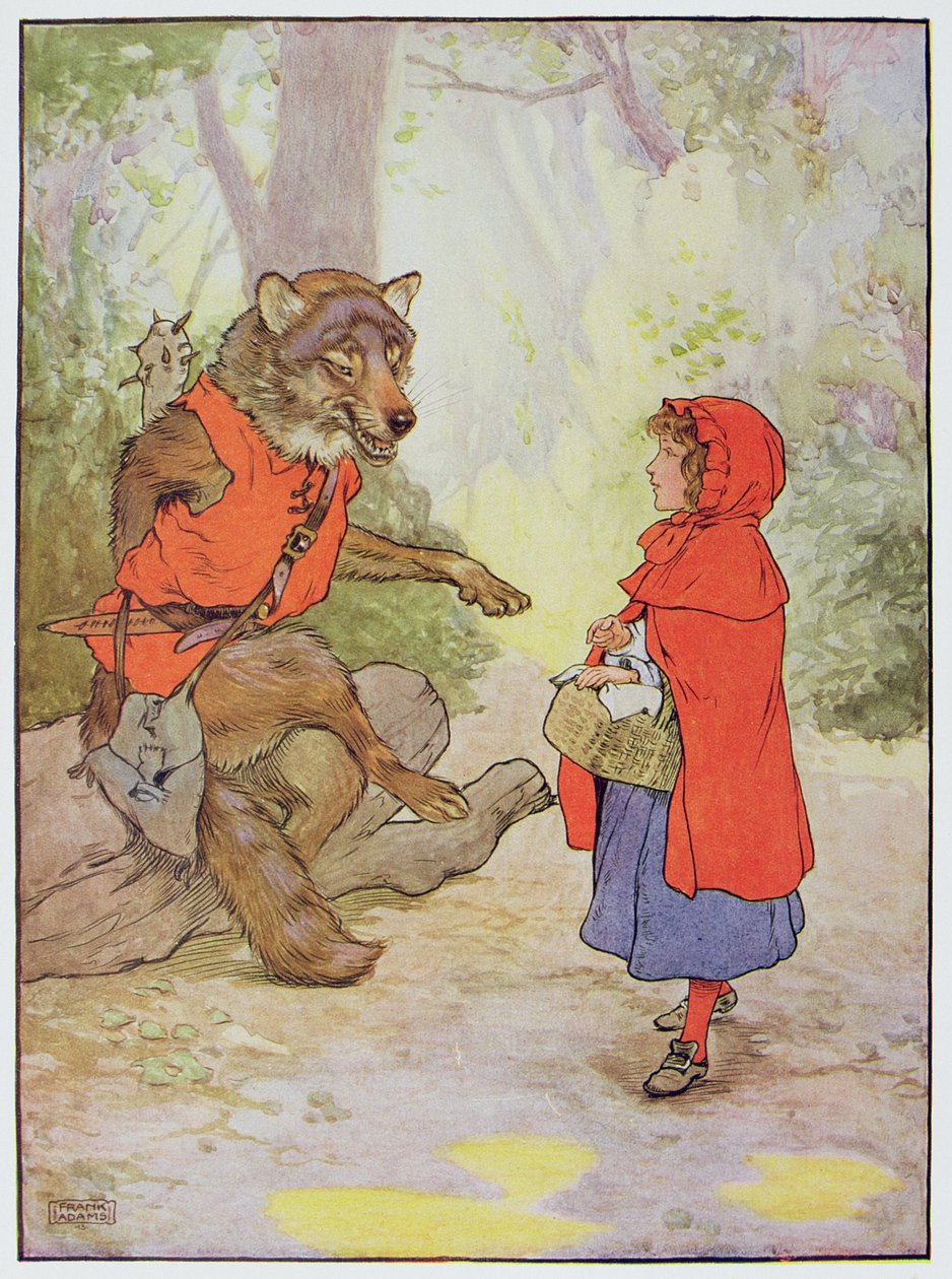 小红帽和狼，来自“美丽的童谣，故事和图画书”的插图，作者：Frank Adams，由Blackie und Son出版 作者 弗兰克·亚当斯