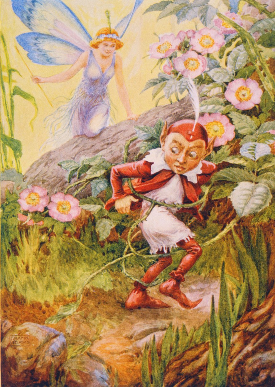 Michael Drayton（1563-1631）的“Nymphidia”中的Nymphidia和Puck在M. Dorothy Belgrave和Hilda Hart的“诗人的儿童故事”中有所说明 作者 弗兰克·亚当斯