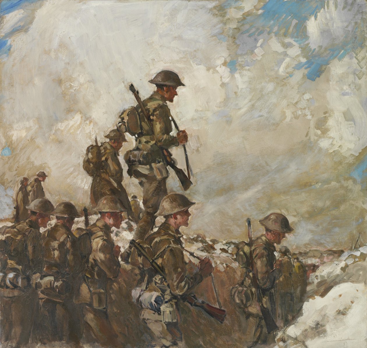 从树液到波齐埃，c.1918（布面油画） 作者 弗兰克·克罗泽