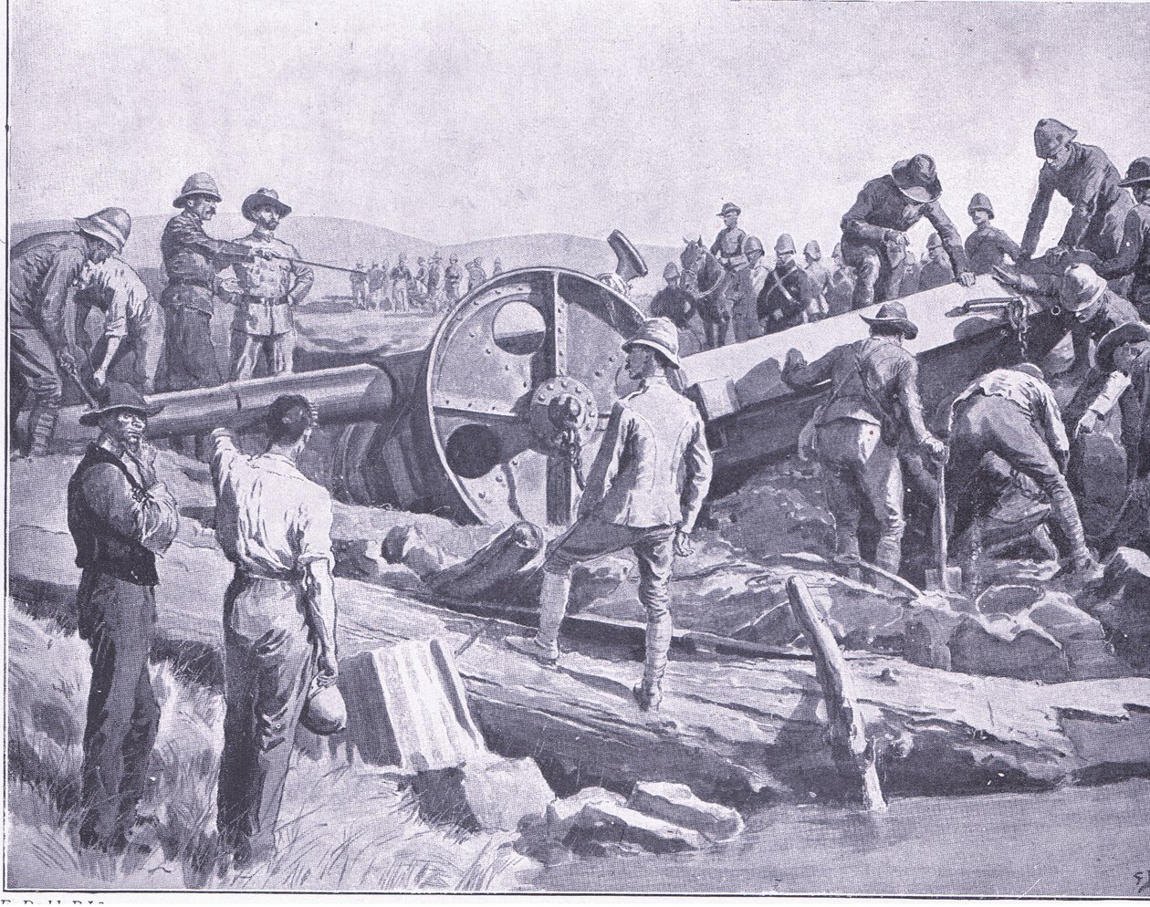 在一个讨厌的地方拿枪，从比勒陀利亚后的插图：游击战争，1902年 作者 弗兰克·达德