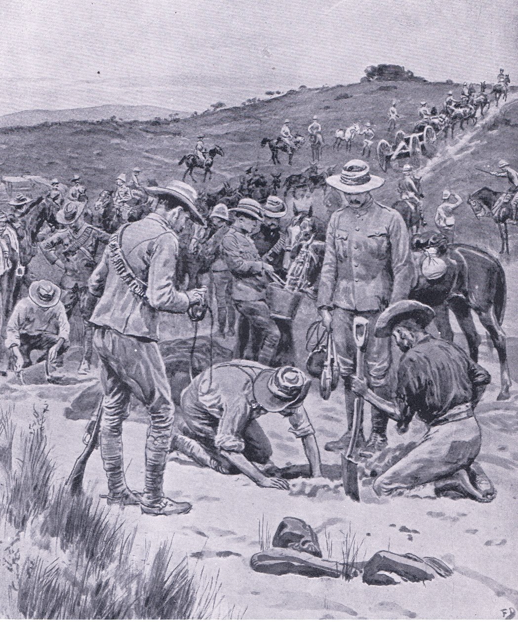 寻找水，来自比勒陀利亚：游击战争由Harmsworth Bros Limited出版，1901年 作者 弗兰克·达德