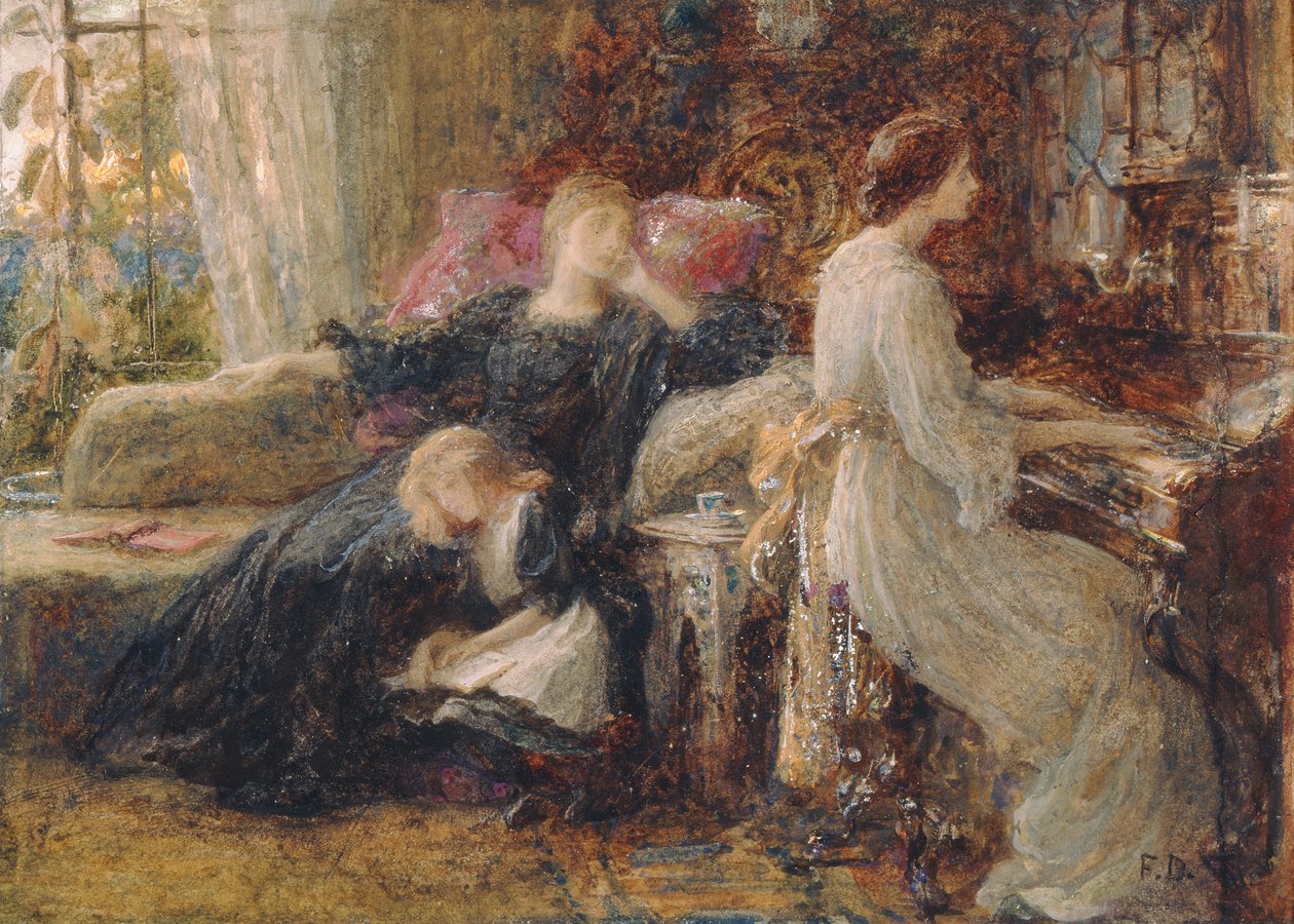 回忆，约 1886 年（纸面水彩画） 作者 弗兰克·迪克塞