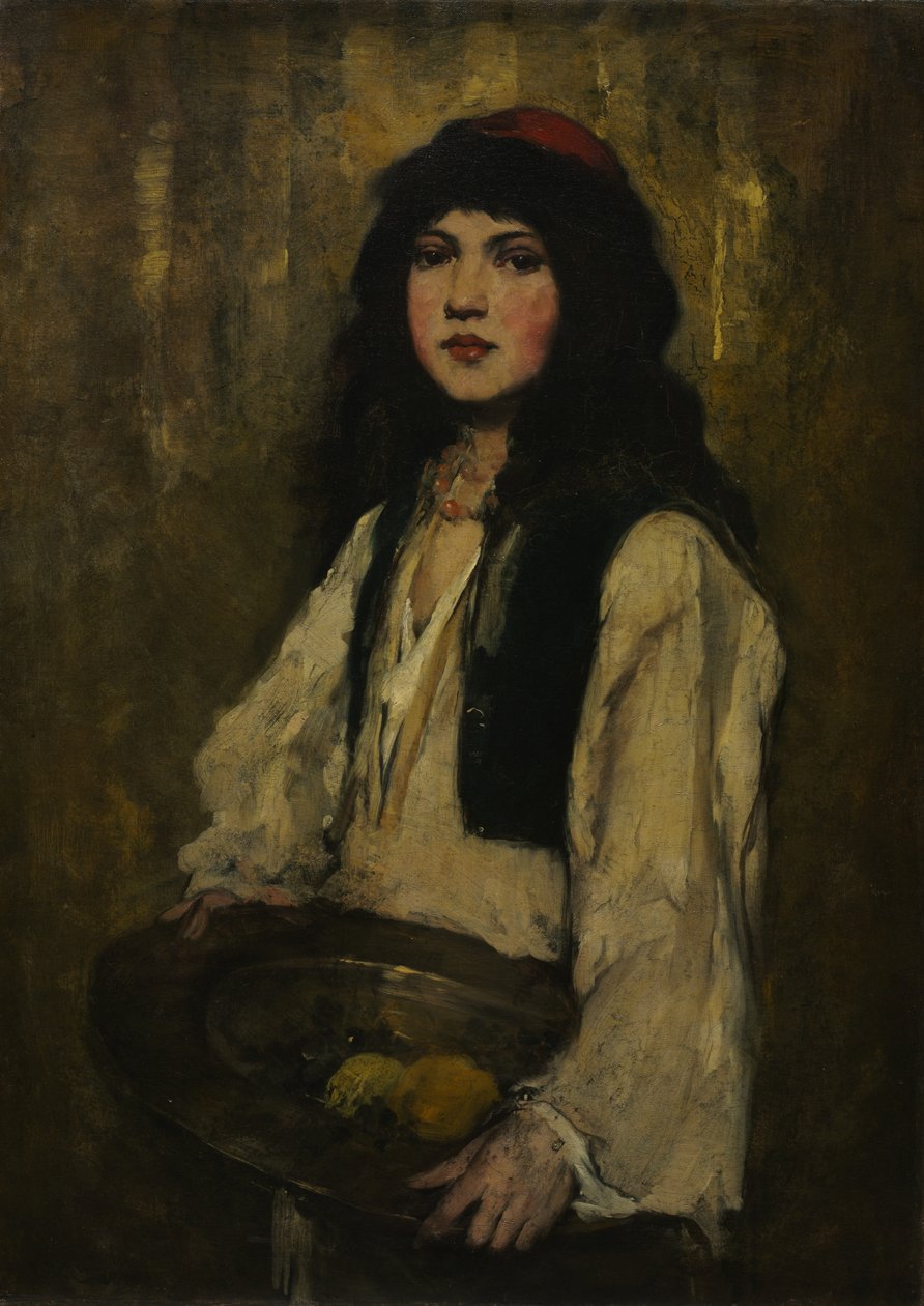 威尼斯女孩》，约 1880 年（布面油画） 作者 弗兰克·杜文内克