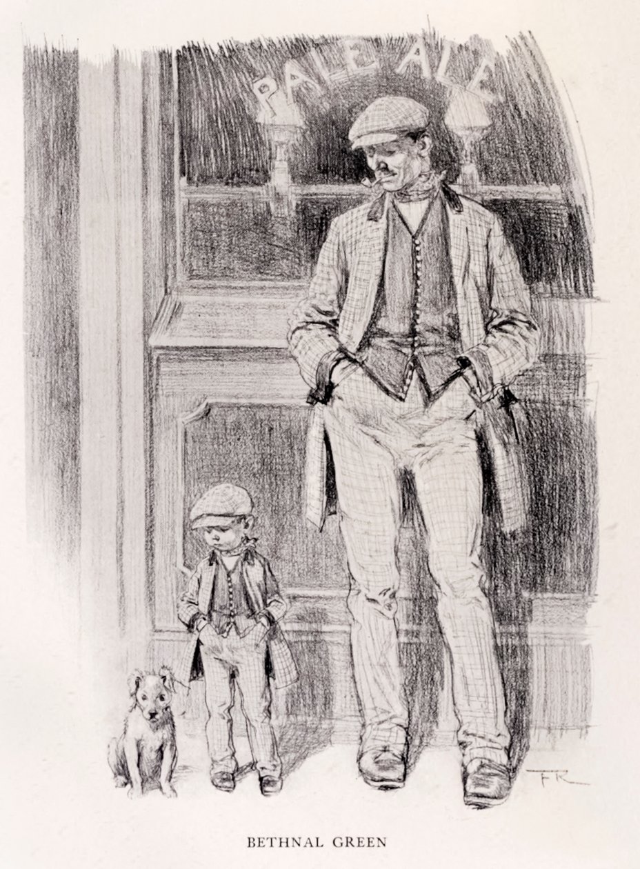 Bethnal Green "选自 1906 年 "The Sketch "系列 "Sunday Clothes by District "中的 "Bethnal Green"。 作者 弗兰克雷诺兹