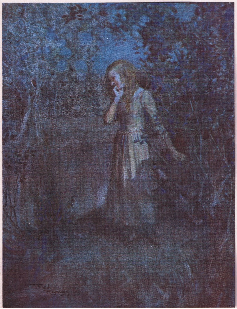 光明逐渐消失在黑暗中，傍晚逐渐变成夜晚，约 1920 年（彩色石版画） 作者 弗兰克雷诺兹