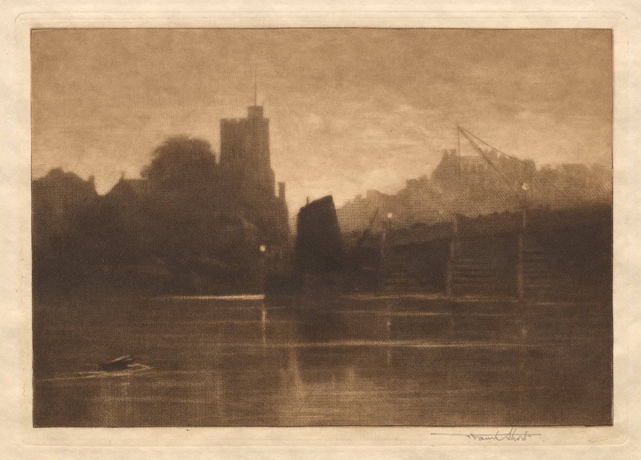 埃伯·泰德（Ebb Tide），普特尼桥（Putney Bridge），1885年。 作者 弗兰克·肖特