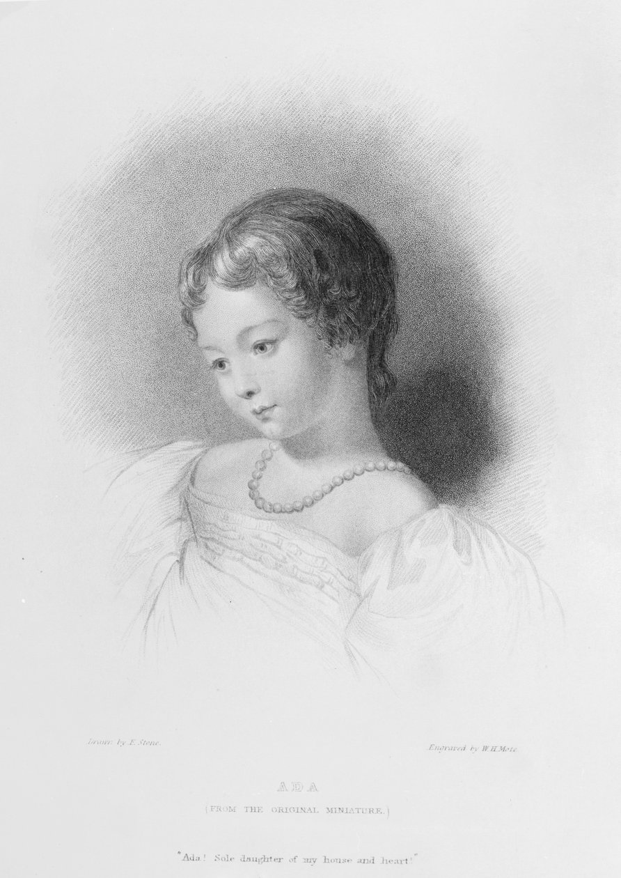 由WH Mote雕刻的Augusta Ada Byron（1815-52）的肖像（fl.1842-64） 作者 弗兰克·斯通