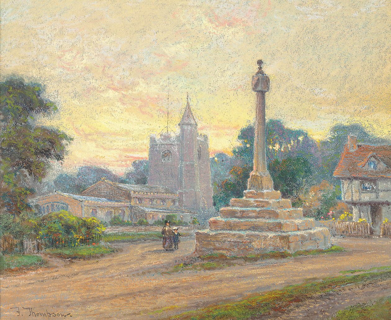 Ombersley Cross，伍斯特，黄昏 作者 弗兰克·汤普森