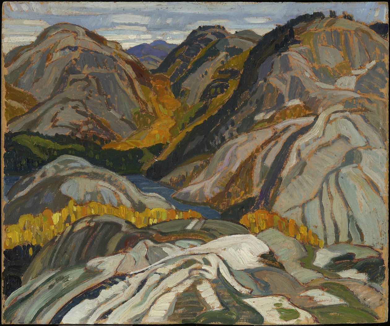 拉克洛什山，岩石和溪流，1932年（层压纸板上的油） 作者 富兰克林卡迈克尔