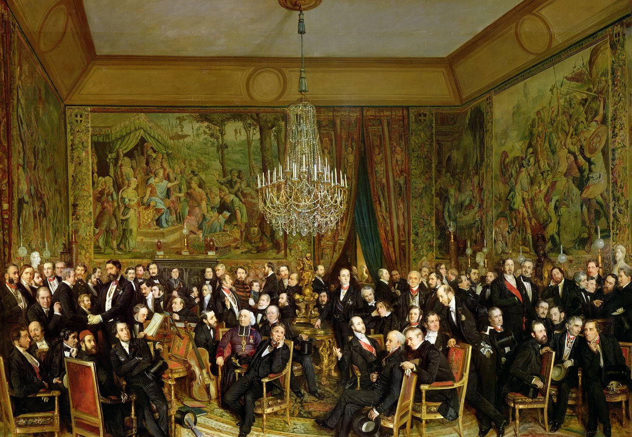 阿尔弗雷德·埃米利安的沙龙，1855年在卢浮宫的Comte de Nieuwerkerke（1811-92） 作者 弗朗索瓦·奥古斯特·比亚尔