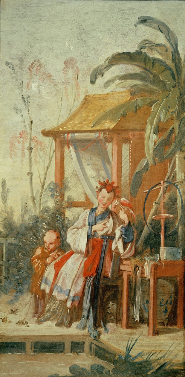 中国花园，研究挂毯卡通，1742年 作者 弗朗索瓦·布歇