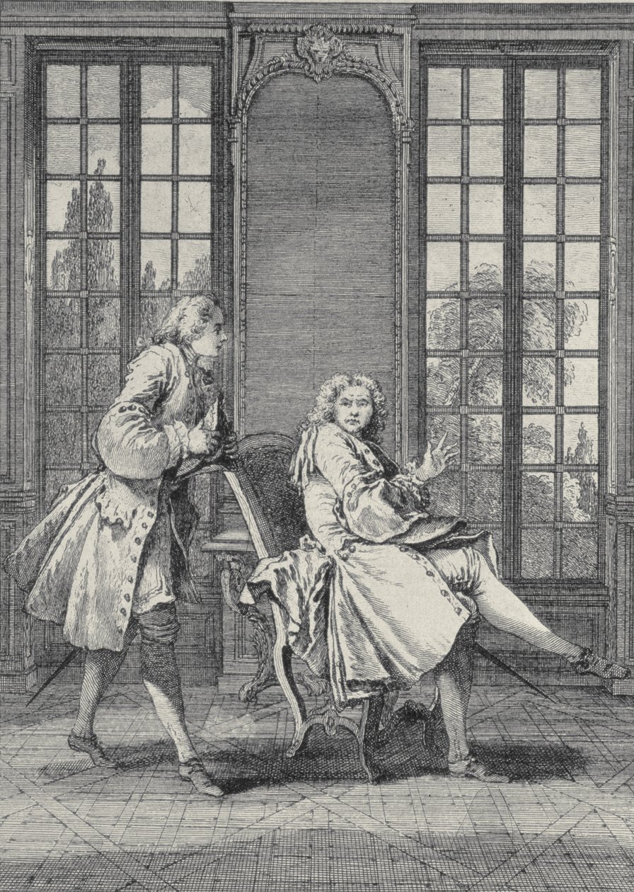 Moliere（1622-73）的“Le Misanthrope”场景，由Laurent Cars雕刻 作者 弗朗索瓦·布歇