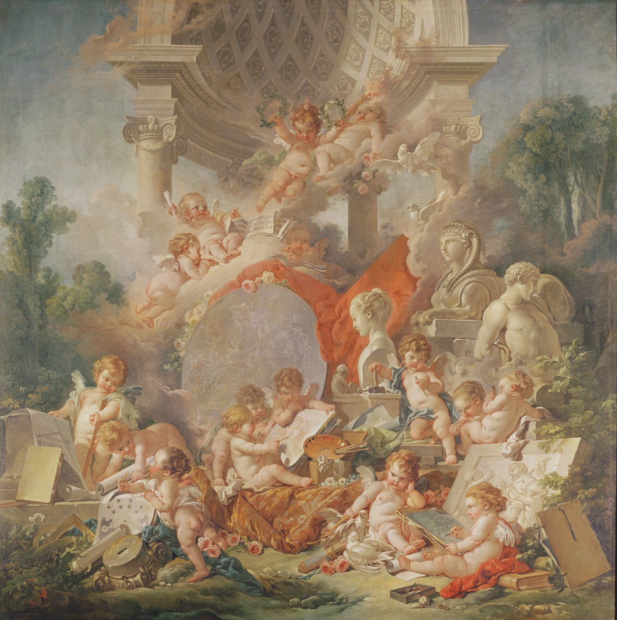 艺术会议或艺术天才（详细），1761年 作者 弗朗索瓦·布歇