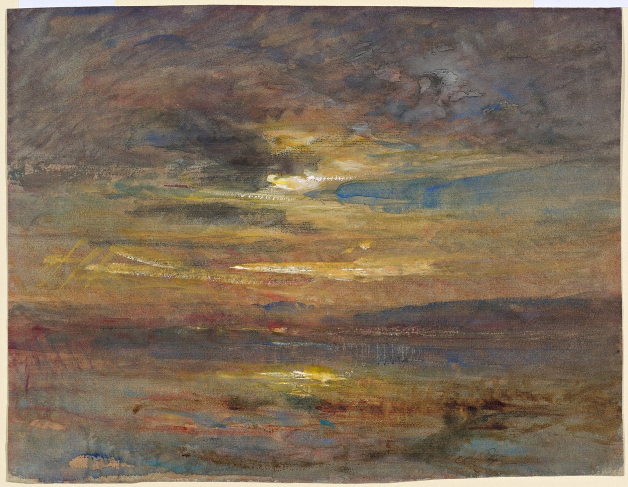 池塘上的夕阳 作者 弗朗索瓦·奥古斯特·拉维尔