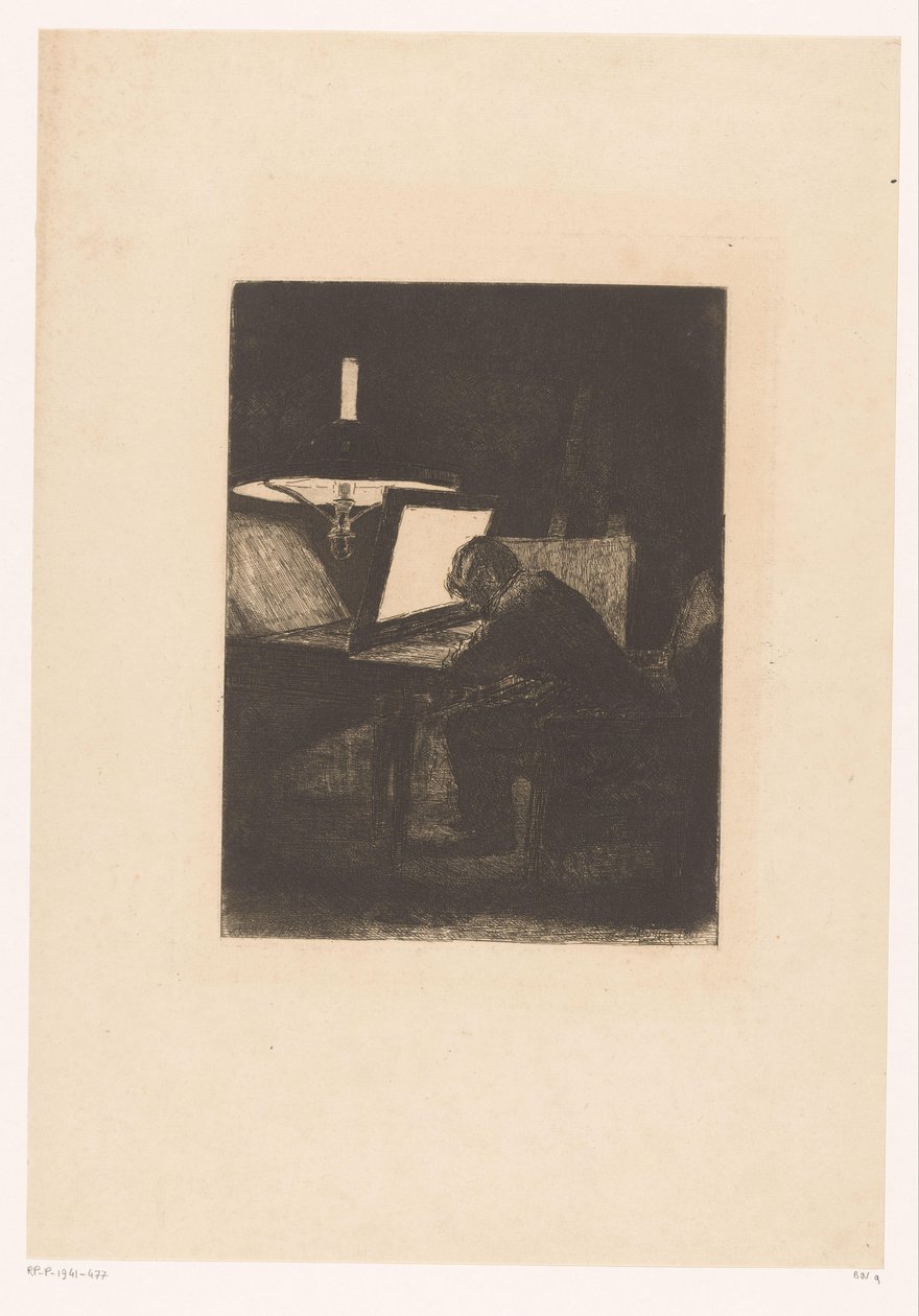 Etser bij lamplicht
画家 F. Bonvin 绘制并雕刻的《六座堡垒》（系列标题） 作者 弗朗索瓦·邦文