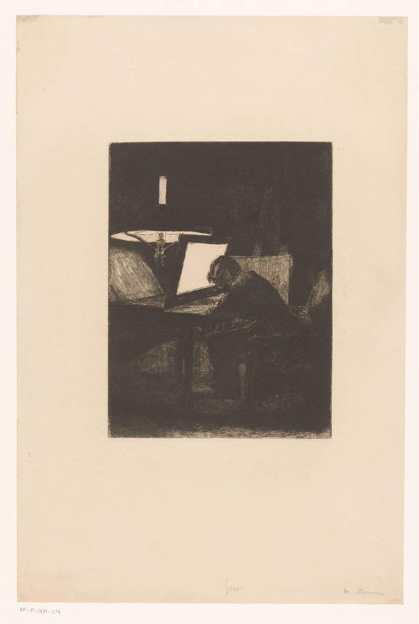 Etser bij lamplicht
画家 F. Bonvin 绘制并雕刻的《六座堡垒》（系列标题） 作者 弗朗索瓦·邦文