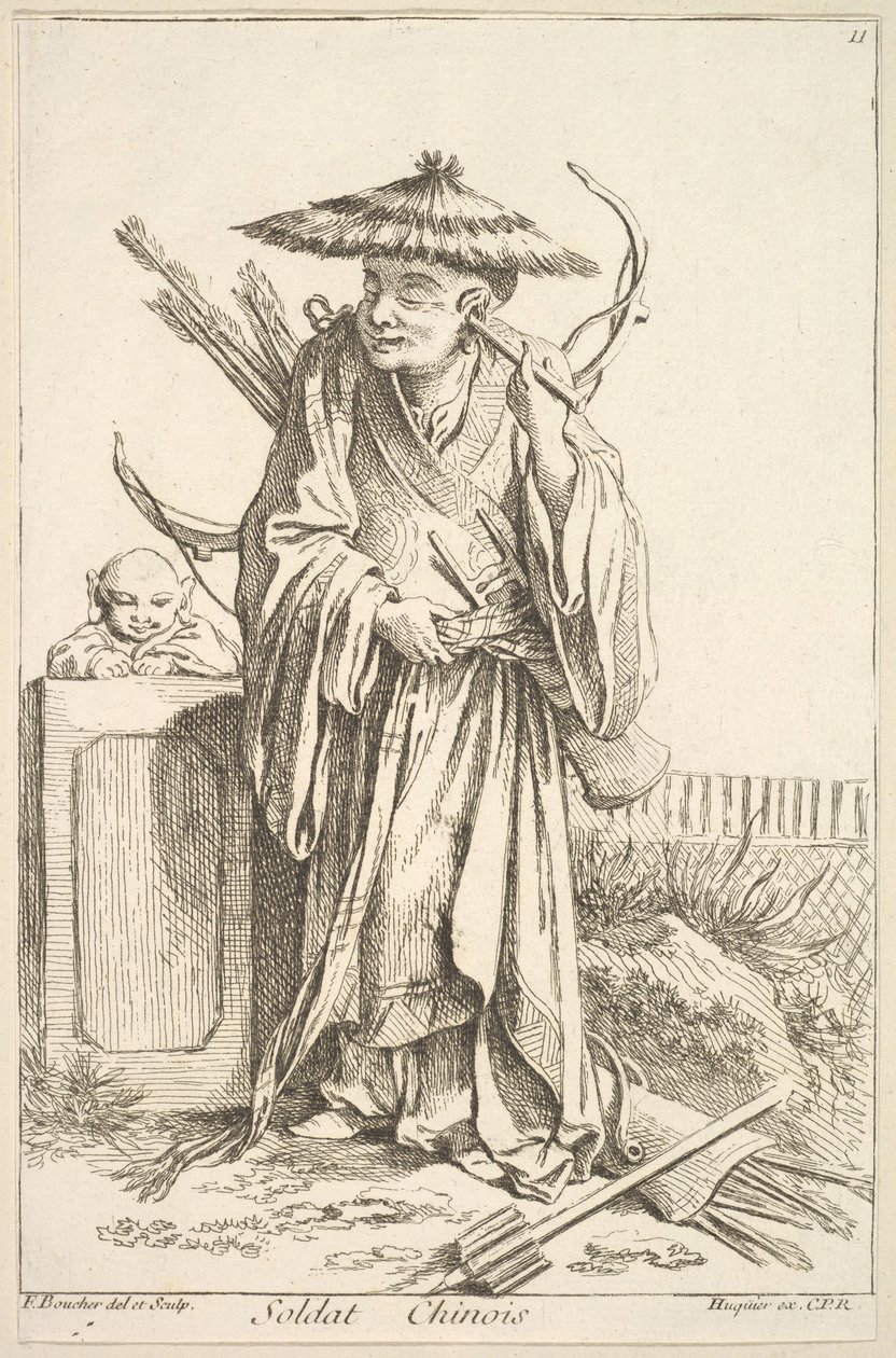 中国士兵，1738-45年。 作者 弗朗索瓦·布歇