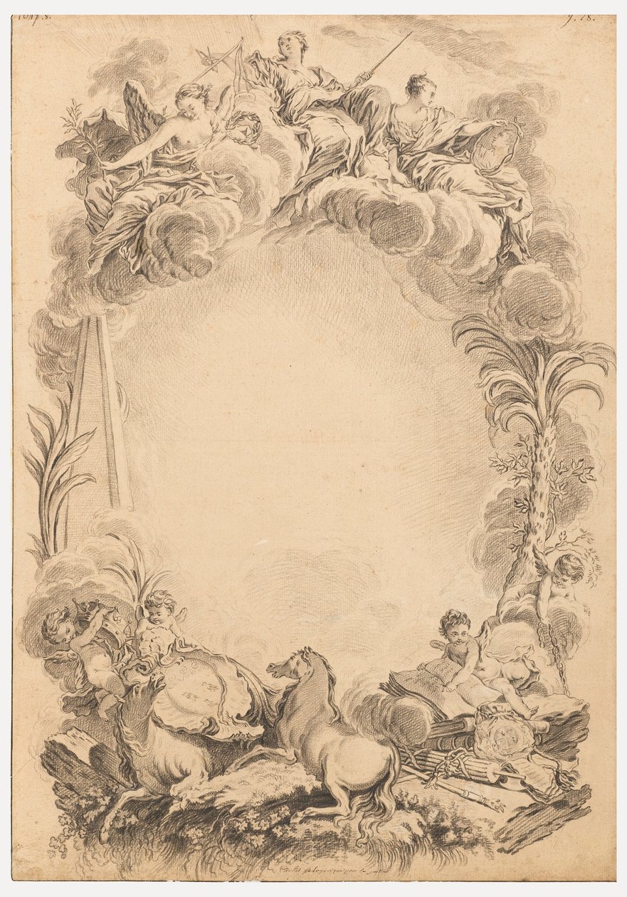 纪念威廉-厄尔-考珀（William Earl Cowper，约 1665-1723 年）的徽章设计图 作者 弗朗索瓦·布歇