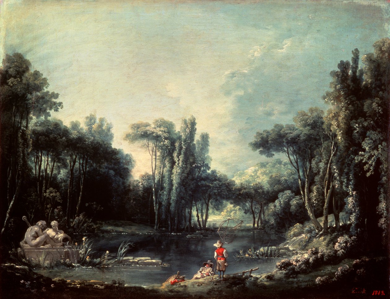 带池塘的风景，1746年。 作者 弗朗索瓦·布歇