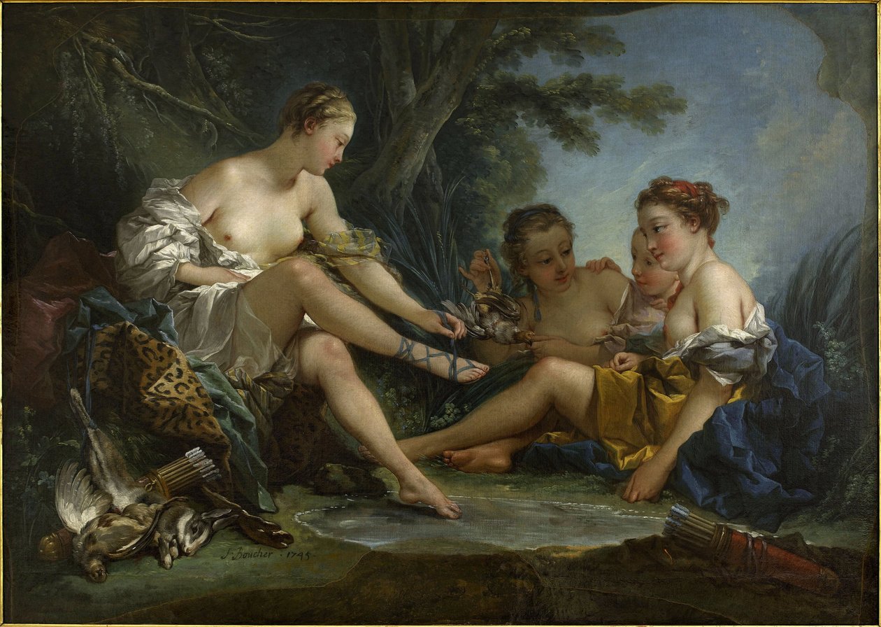 Le Repos des nymphes au retour de la chasse》，又名《Le Retour de chasse de Diane》。 作者 弗朗索瓦·布歇