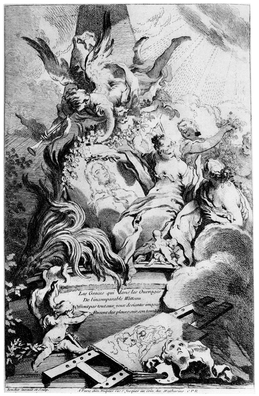 瓦托墓墓上的恩宠，c1720-1770 1924 作者 弗朗索瓦·布歇