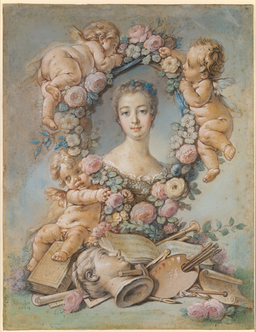 蓬巴度侯爵夫人的肖像1721-1764，1754年 作者 弗朗索瓦·布歇