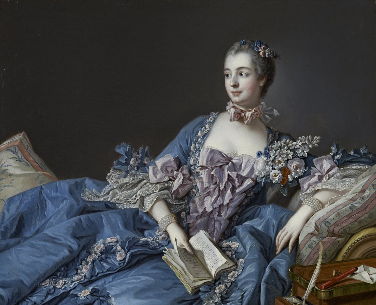 蓬皮杜侯爵夫人的肖像1721-1764，约1758年 作者 弗朗索瓦·布歇