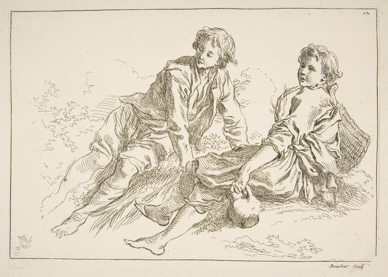 素描画页，1753年。 作者 弗朗索瓦·布歇