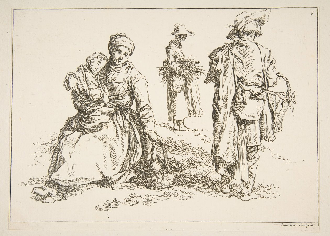 素描表，1753年。 作者 弗朗索瓦·布歇