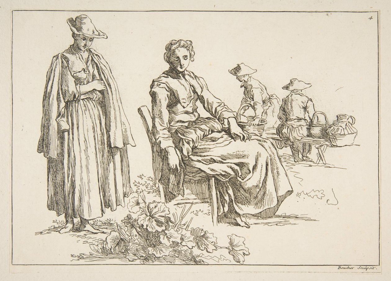 素描表，1753年。 作者 弗朗索瓦·布歇
