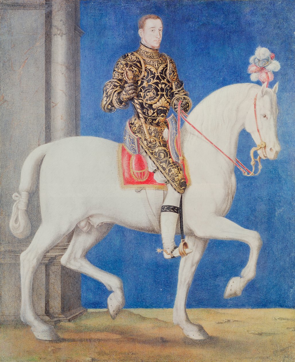 马术肖像被推定为多芬亨利二世（1519-59）c.1543 作者 弗朗索瓦·克鲁埃