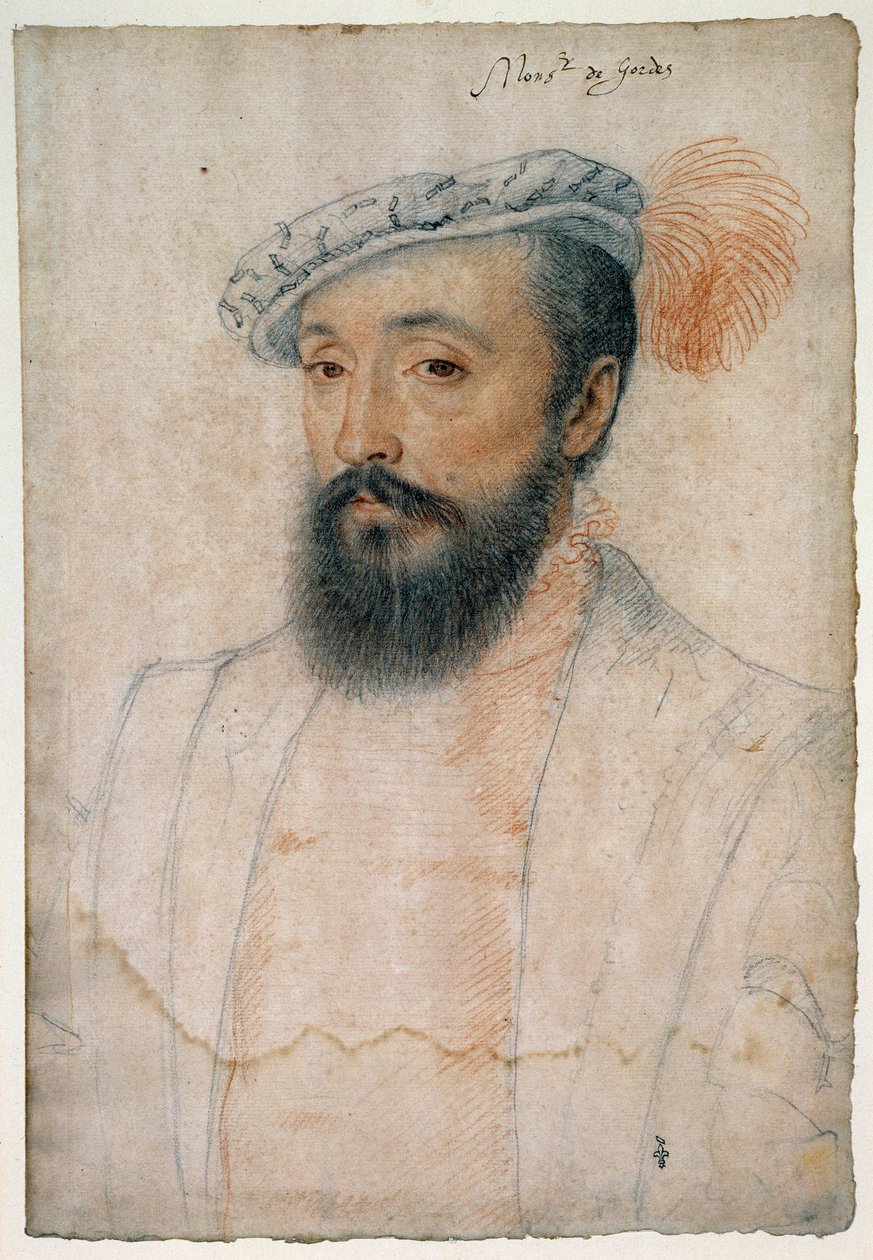 戈尔德主教的肖像（1513 - 1578）。克鲁瓦-弗朗索瓦（1515-1572）绘制的血和黑石图 作者 弗朗索瓦·克鲁埃
