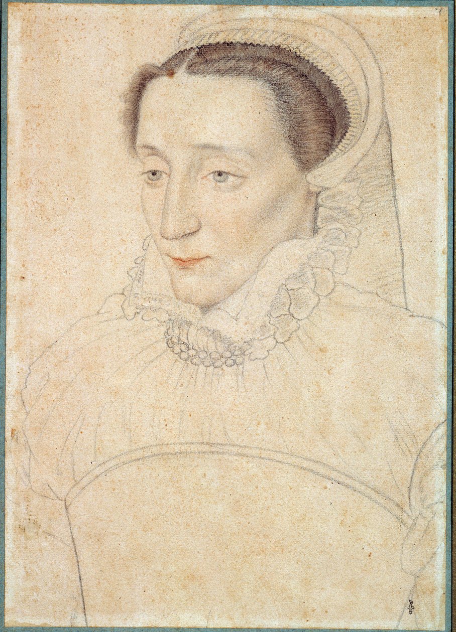 一位不知名女士的画像。 克鲁埃·弗朗索瓦（Clouet Francois，1515-1572 年）绘制的血黑色石头 作者 弗朗索瓦·克鲁埃