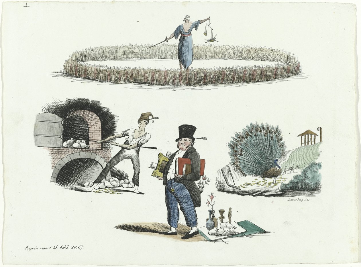 关于 J.C. Backer、C. Seyn 和 S. van der Paauw 的漫画，1839 年 作者 弗朗索瓦·德斯特贝克