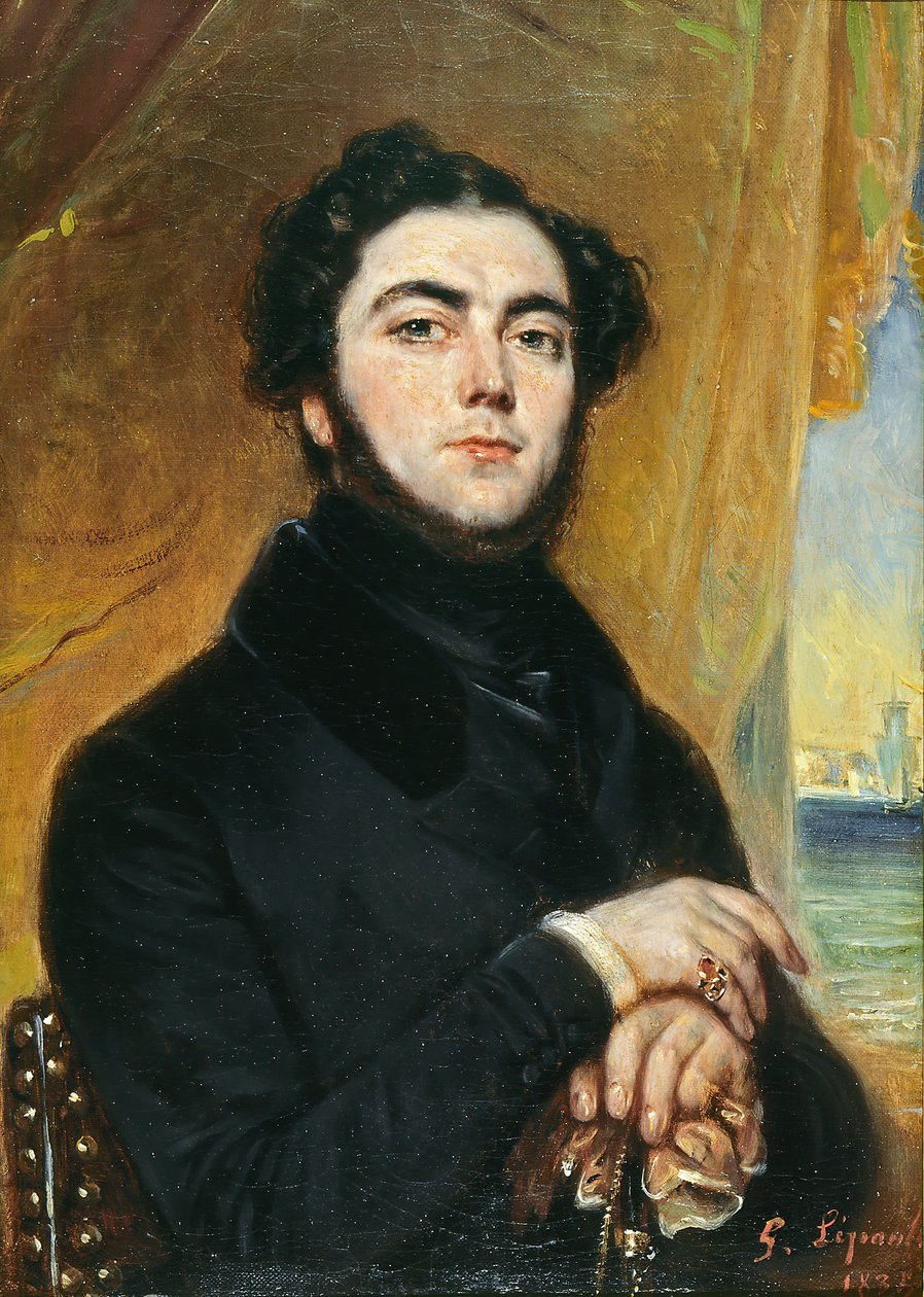 小说家欧仁-苏1804-1857年的画像，1836年。 作者 弗朗索瓦·加布里埃尔·勒保尔