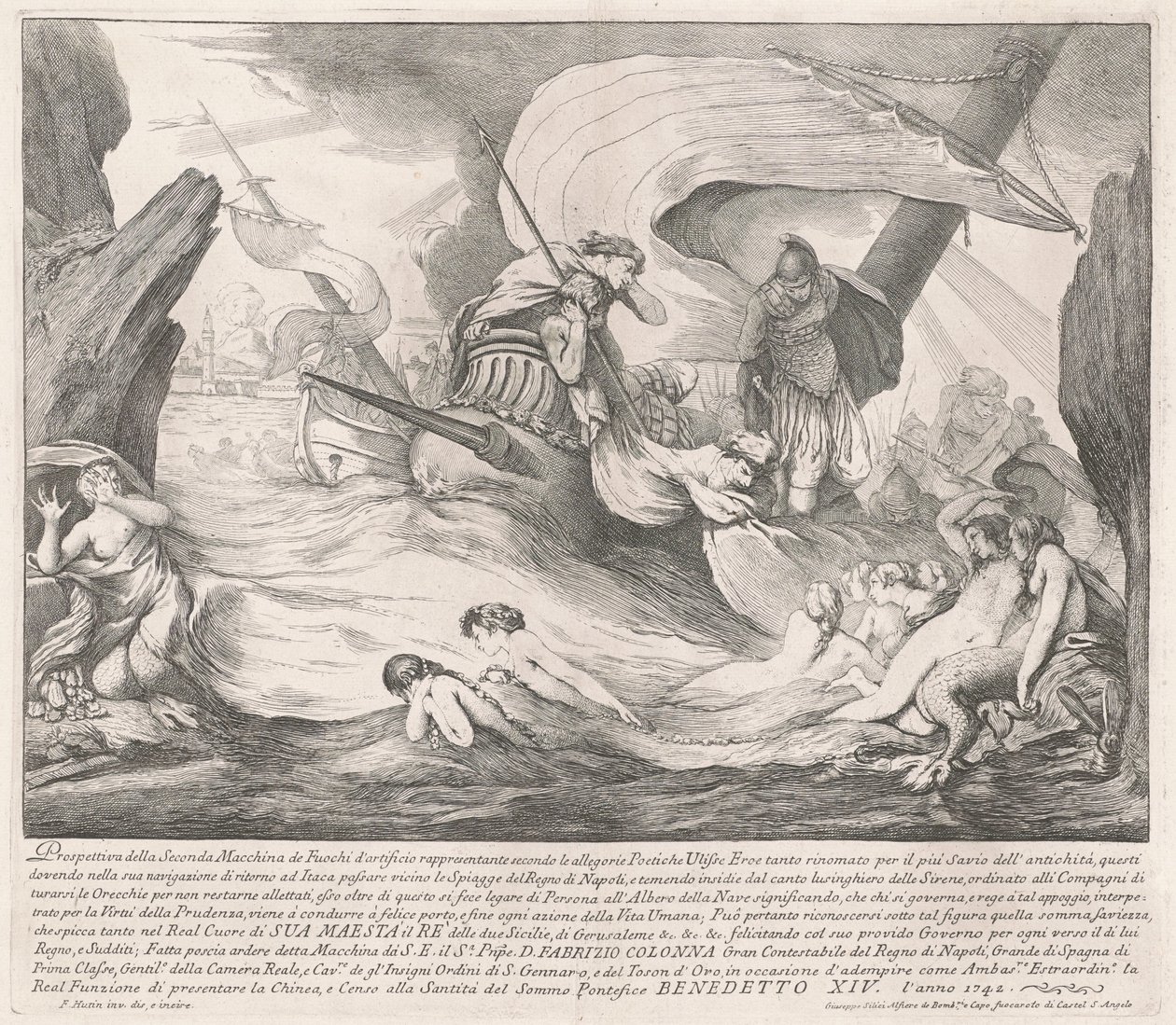 1742年的《奇纳河》第二部：《尤利西斯和塞壬》（The Seconda Macchina for the Chinea of 1742: Ulysses and Sirens 作者 弗朗索瓦·胡廷
