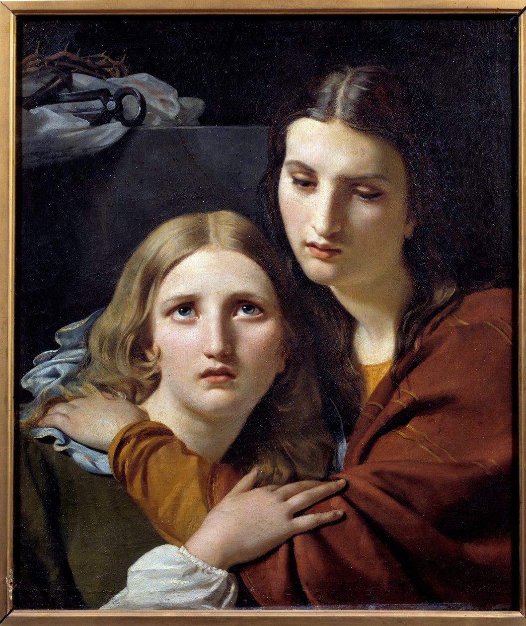 圣女冥想与激情的对象。 两名年轻女性的奉献场景。 Joseph Navez (1787-1869) 19 世纪的绘画。 0,64x0,54 m 巴黎卢浮宫博物馆 作者 弗朗索瓦·约瑟夫·纳维斯