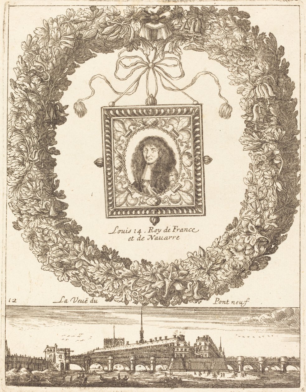 La veue du Pont Neuf; Louis XIV Roy de Franceet de Navarre(路易十四-法兰西特-德-纳瓦拉皇家) 作者 弗朗索瓦·勒费弗尔