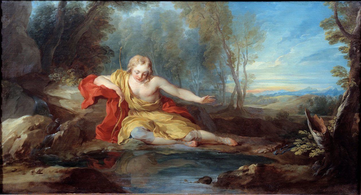 Narcisse沉思着它的倒影(Narciso) 画家Francois le Moyne (1688-1737) 18世纪 作者 弗朗索瓦·勒莫恩