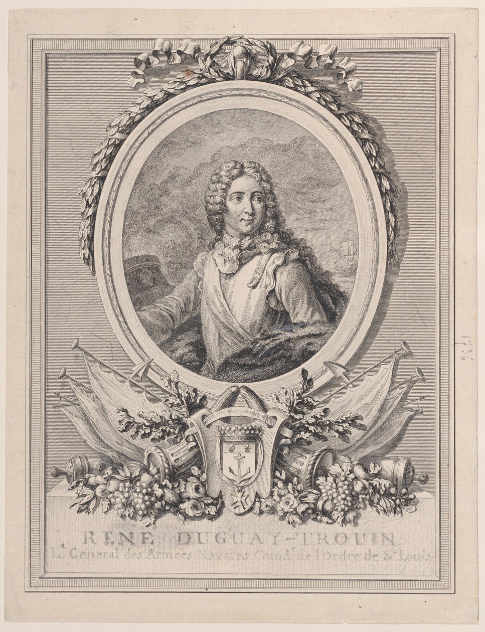 勒内-杜盖伊-特鲁瓦（René Duguay-Trouin）的画像，国王的海军中将，1...，1765-1807。 作者 弗朗索瓦·尼古拉斯·巴泰勒米·德克沃维尔