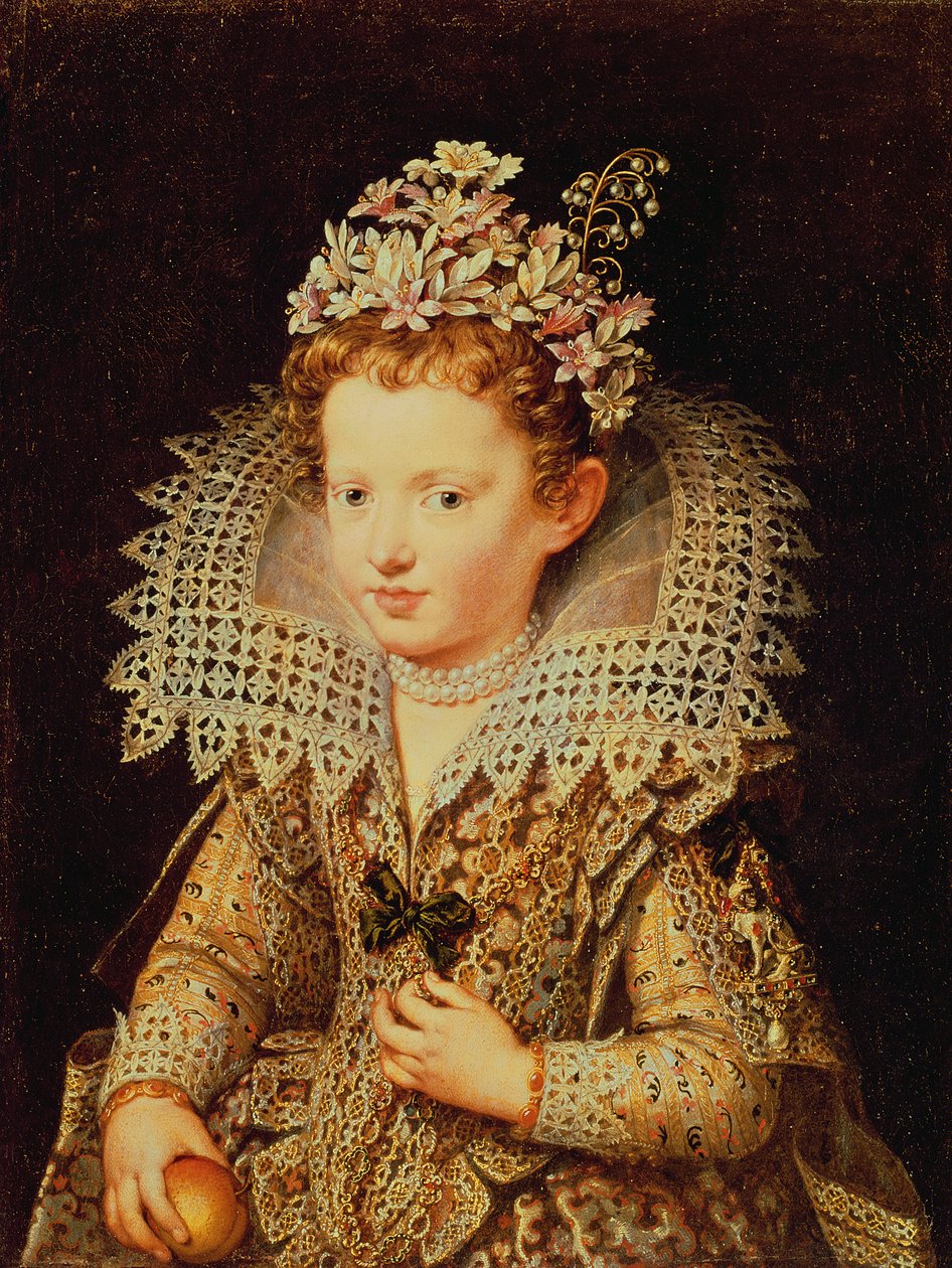 作为一个孩子，Eleonora de Gonzaga曼图亚（1598-1655）的肖像 作者 弗朗斯·波布斯