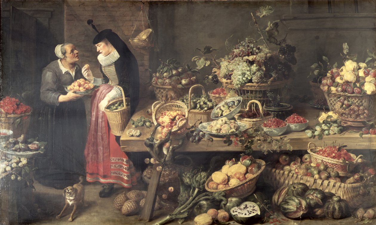 水果摊位，1618-21 作者 Frans Snyders或Snijders