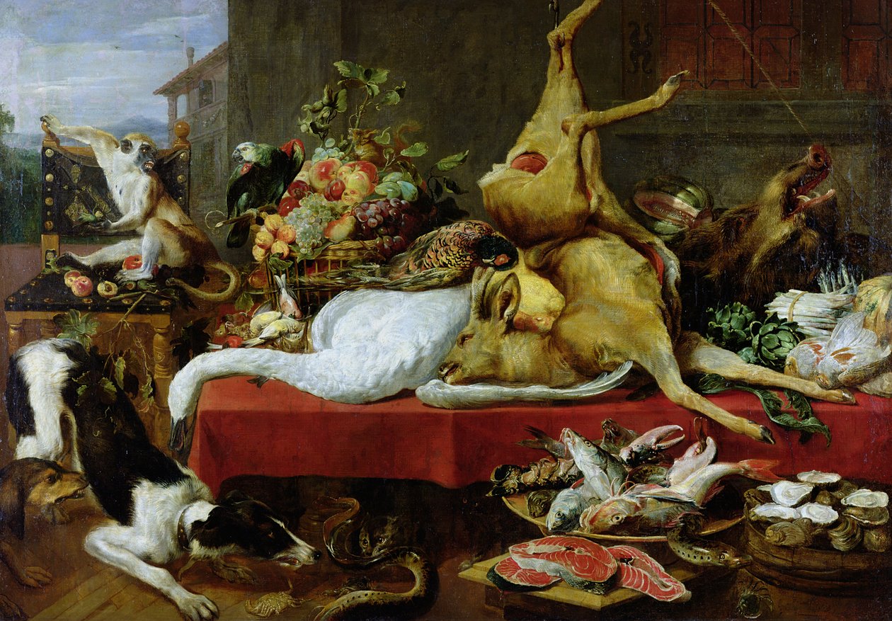静物与红鹿 作者 Frans Snyders或Snijders