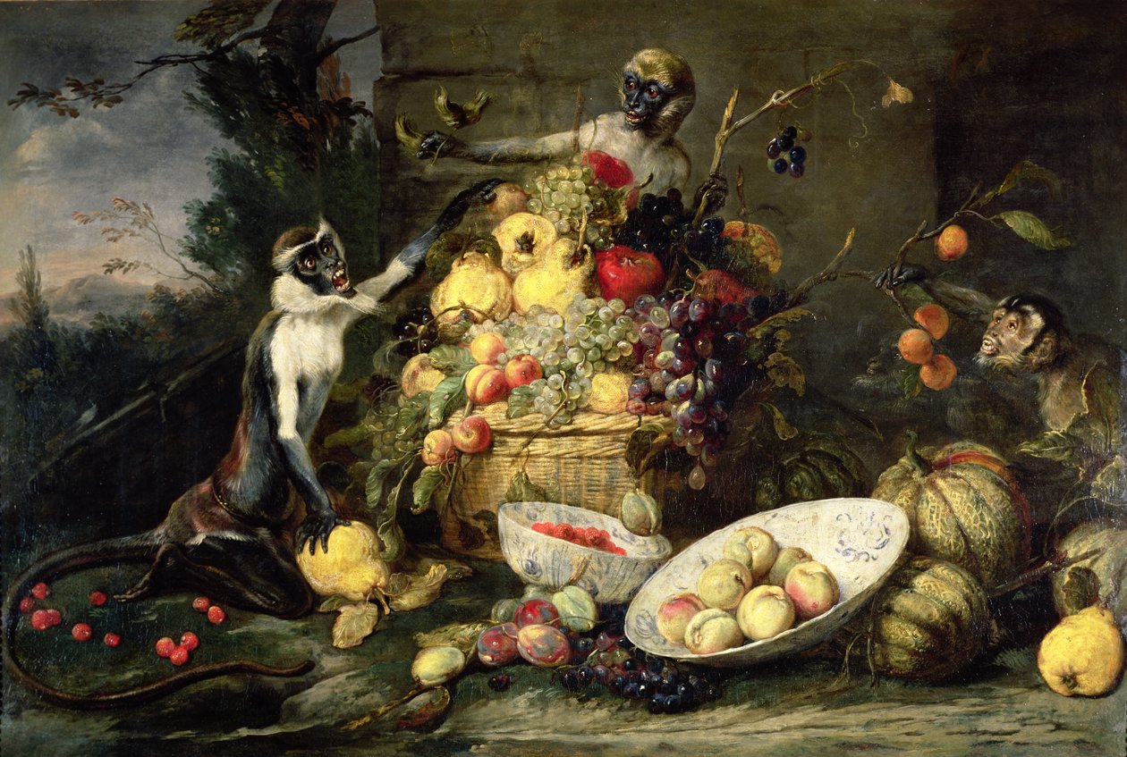 三只猴子偷水果 作者 Frans Snyders或Snijders