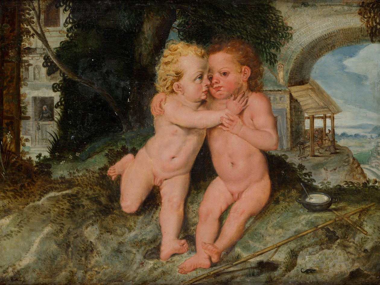 基督圣婴与圣约翰花环 作者 弗朗斯·弗洛里斯（Frans Floris）